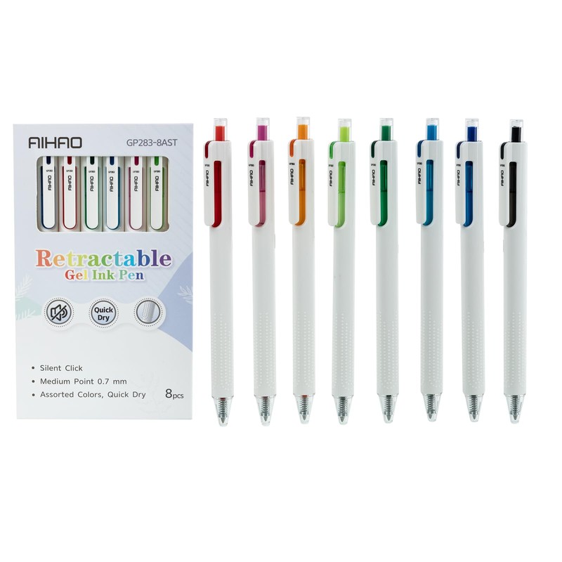 AIHAO Gel Pens 0.7mm Medium Point, Retractable Colored Ink Pens,