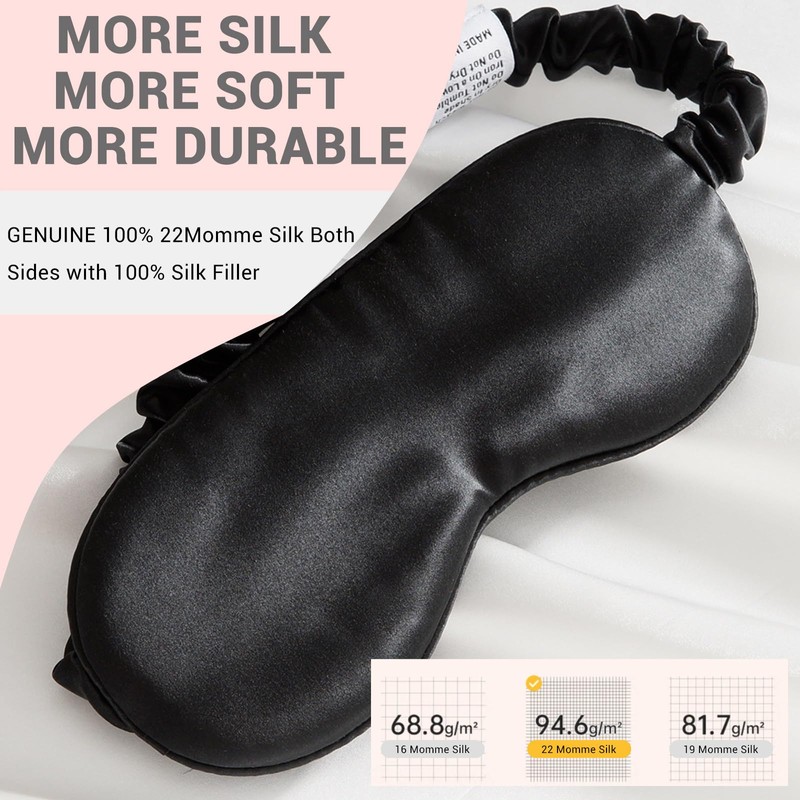 LaCourse Adjustable Silk Sleep Mask - 100% Genuine 22 Momme,