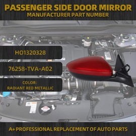 Dasbecan Right Passenger Side Mirror Assembly Red Compatible with Honda Accord LX Sport 1.5T 2018-2022 Power | Non-Heated | Paint to Match Repalce# 76208-TVA-A02,HO1321328 Radiant Red Metallic