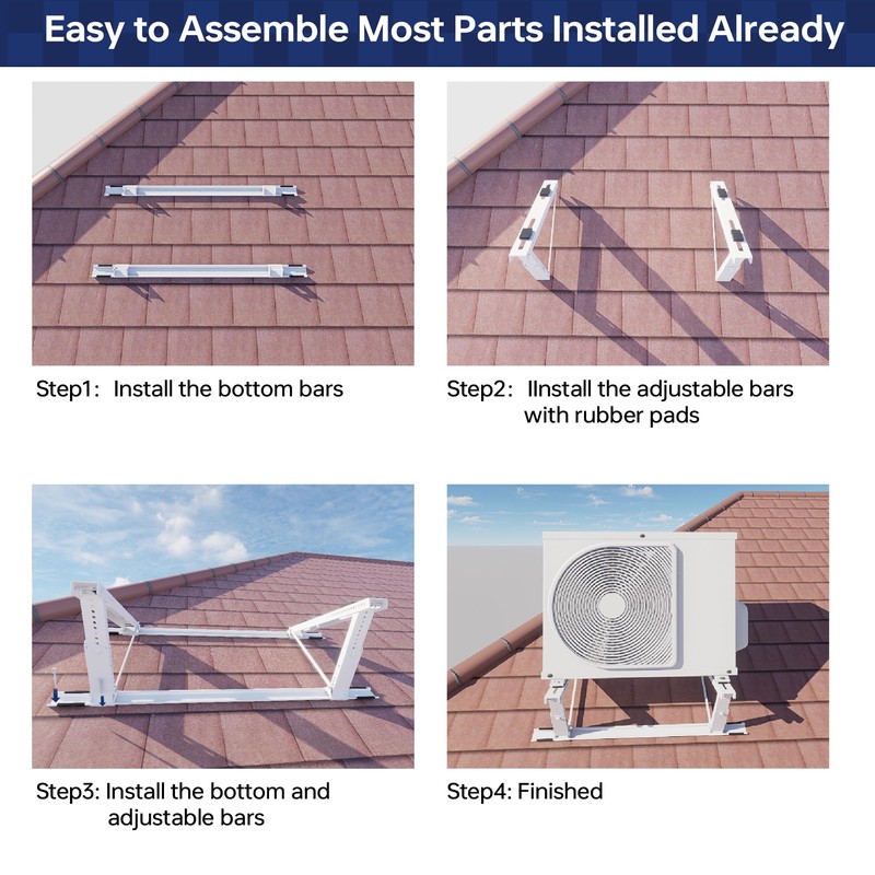 WeCooper Rooftop Mini Split Mounting Bracket 9000to24000BTU,Heavy Duty Adjustable Roof