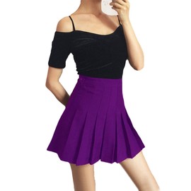 Beautifulfashionlife Vestidos escolares cortos plisados para niñas adolescentes y niñas, Púrpura oscuro (Dark Purple Single-layer), 6