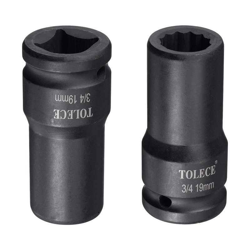 sourcing map 3/4-Inch Drive 19mm 12-Point Deep Impact Socket, CR-MO