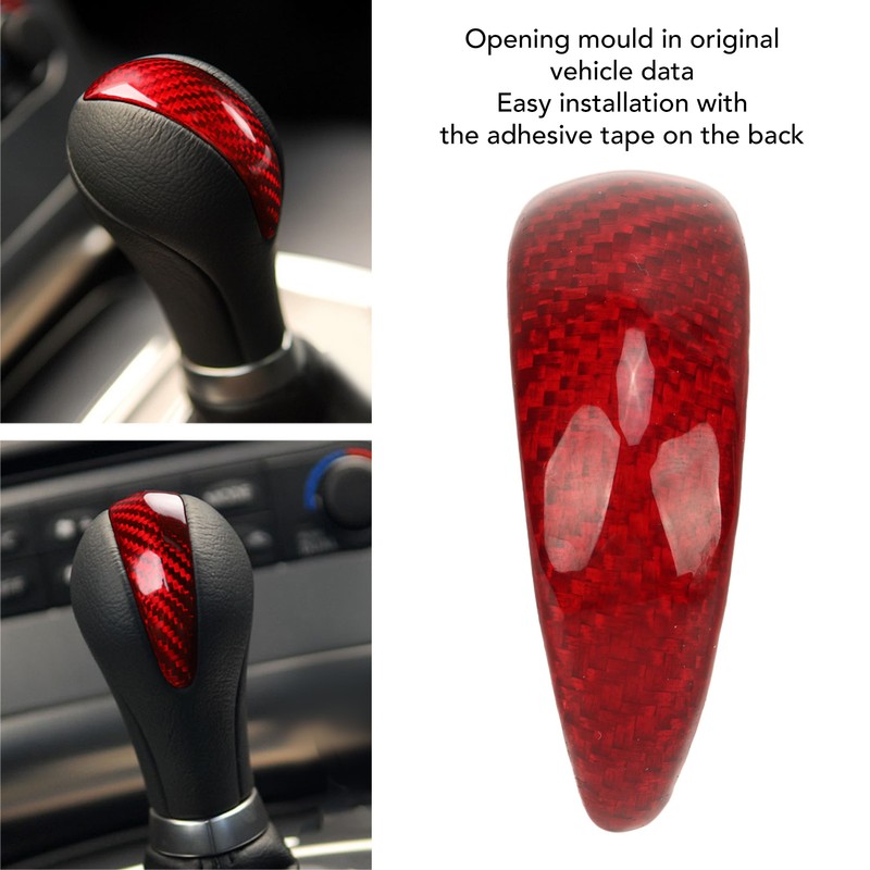 Gear Shift Knob Cover Red Red Carbon Fiber Shifter Lever