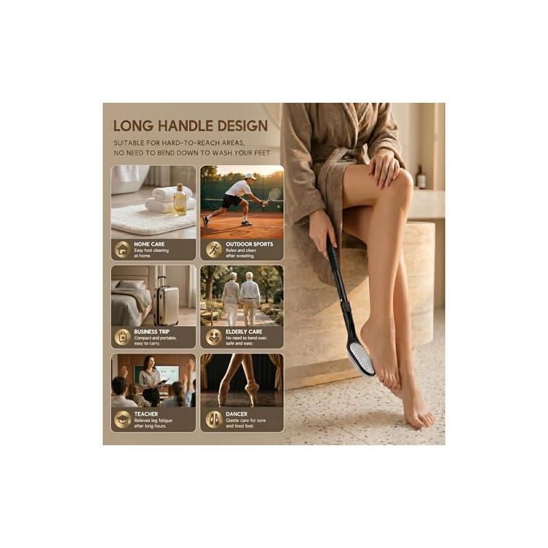 Cepillo Pies Mango Largo Ducha Extensible Lima Doble Cara Limpiador
