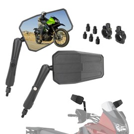 IUVWISN Motorcycle Rear View Mirror 8/10MM Angle Adjustable Aluminum Mirror Universal for KLR 650 CRF300L DRZ400 KLX300 390/790/890/1290 Adventure R1250GS Tenere 700 ADV Dirt Bike Dual Sport