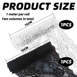 2 Rolls Lace Trim, Wide Lace Ribbon, Lace Ribbon for Sewing, White Lace, Wide White Lace Trim, Wide White Lace Ribbon