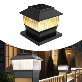 Involux Luces solares para poste de 50 lúmenes, 3000 K y 6000 K, para poste de madera de PVC y vinilo de 4 x 4 y 6 x 6 pulgadas, color negro, 1 paquete
