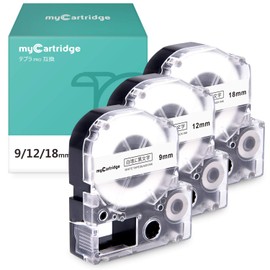 myCartridge King Jim ss9k ss12k ss18k Tepra 9mm Tepra 0.55 inch (12 mm) Tepra 0.7 inch (18 mm) Tape Cartridge Tepra PRO Tepra Compatible with White and Black Letters, Length 3.1 ft (8 m), Width 0.3 inch (9 mm), 0.5 inch (12 mm), 0.7 inch (18 mm), Set of 