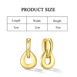 QKEPCY Hanging Earrings Gold Women's Removable Earrings Minimalist Golden Hoop Earrings for Girlfriend Wife Hypoallergenic Gifts for Girlfriends Wives, Copper, No Gemstone