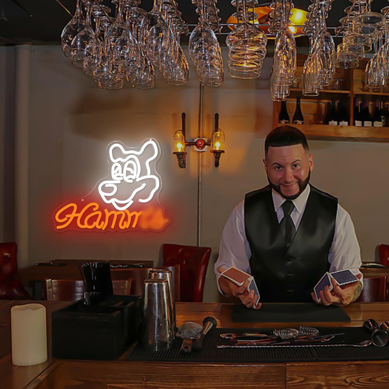 JooeTuu Hamms Beer Bear Neon Sign for Wall Decor Dimmable