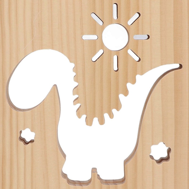 Wood Carving Lamp Dinosaur Hollow Pattern Warm White Light USB