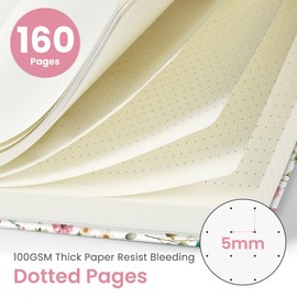 Taja Dotted Journal Notebook for Women & Men, Hardcover Leather Journal for Writing, A5 Dotted Journaling Notebook for Work & Sketching, Perfect for Office School Home Supplies, 160 Pages, Garden