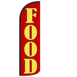 4 Less Co FOOD Windless Swooper Flag Feather Banner Sign 3x11.5 ft Tall (Flag Only), rq