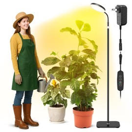 VSOKE Grow Light for Indoor Plants, 20W Full Spectrum Plant Lamp with Height Adjustable Stand, 3/9/12H Auto Timer, 10 Dimmable Levels, 96 LEDs Sunlike Floor Lamp for Small to Tall Houseplants