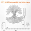 Rechargeable Star String Lights Battery Operated with 8 Modes, 17FT