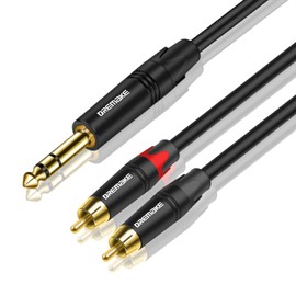 DREMAKE RCA to 6.35mm Y Splitter Cable, 10FT TRS 6.35mm 1/4 Inch to 2 RCA Plug Audio Insert Cable, 1/4‘’ Male to Dual RCA Male, Quarter Inch TRS to RCA Interconnect Cord for TV, Home Theater System