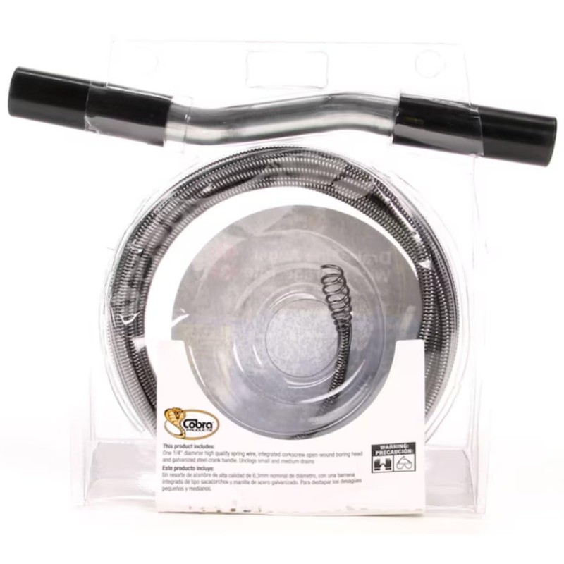 Cobra 10150 Drain Pipe Auger 1/4" x 15' Cable with