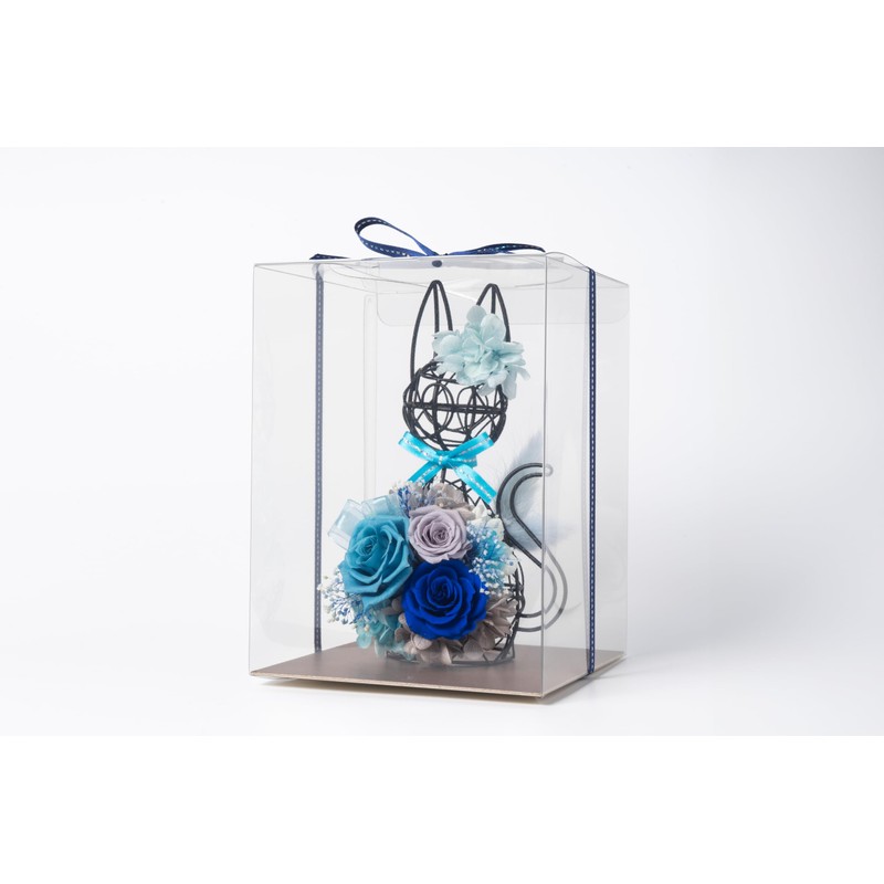 花冠seina Preserved Flower White/Black Cat Flower Gift Present Made in