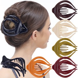 RC ROCHE Pack of 6 Curved Ingenious Design Hair Clips Feather Light Eyelet Opening Large Teeth for Women, Medium Classic Multicoloured