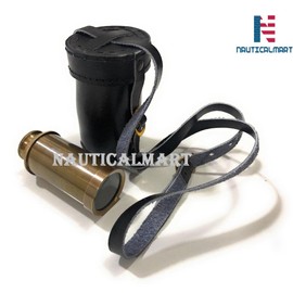 NauticalMart Marine Brass Telescope 6" in Antique Finish with Leather Case Brass Ship Captain's Telescope Vintage Replica Gift