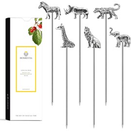 Homestia Metal Cocktail Picks for Drinks, 4.7" Animal Series Cocktail Toothpicks Cocktail Garnish Cocktail Skewers Swords, 6Pcs Fancy Martini Picks Olive Picks, Vintage Cocktail Pins Accessories