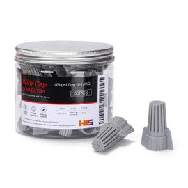 HKS 50 PCS Gray Wire Nuts - AWG 18-6 Winged Electrical Wire End Connectors - Twist-On Screw Caps Insulated Insertion with Spring Portable & Quick to Connect