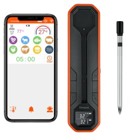 Dewjom Wireless Meat Thermometer, 500Ft Probe, App Control, Preset for BBQ/Oven/Grill
