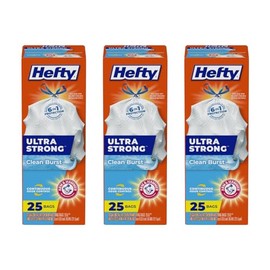 Hefty Ultra Strong Tall Kitchen Trash Bags, Clean Burst, 13 Gallon (25 Count (Pack of 3))