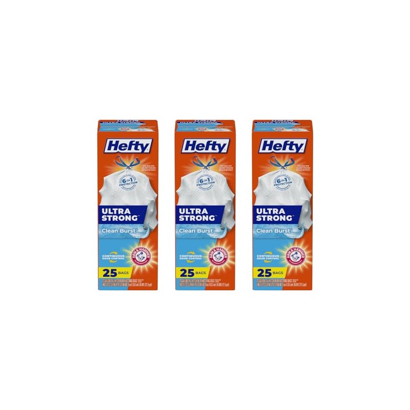 Hefty Ultra Strong Tall Kitchen Trash Bags, Clean Burst, 13