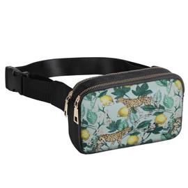 Geestock Bumbag for Ladies Belt Bags for Women, Bum Bag Fanny Pack for Women Black Fashion Waist Bag for Hiking Running Shopping Festivals Walking Travel Cycling (01 Lemon Leopard)