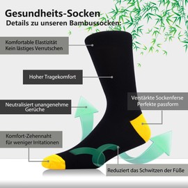 WeciBor Bamboo Socks Breathable Against Sweaty Feet Super Soft Unisex Socks, 6 Pairs Black