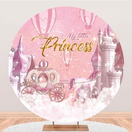 Renaiss 6.5x6.5ft Pumpkin Carriage Round Backdrop Cover Unicorn Princess Carriage Circle Photography Background Royal Castle Hot Air Balloons Baby Shower Birthday Party Decor Arch Photo Studio Props