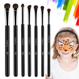 7-Piece Make-Up Brush Set Children's Make-Up, Professional High Wrrtig Makeup Brush Set for Children, Brush Makeup for Theatre Make-Up, Carnival Make-Up, for Body Painting Beginners (Black)