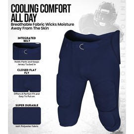 Exxact Sports Proline - Pantalones de fútbol integrados para hombre con 7 almohadillas para orejas flexibles, pantalones ligeros de práctica de fútbol para protección, Azul marino, XX-Large