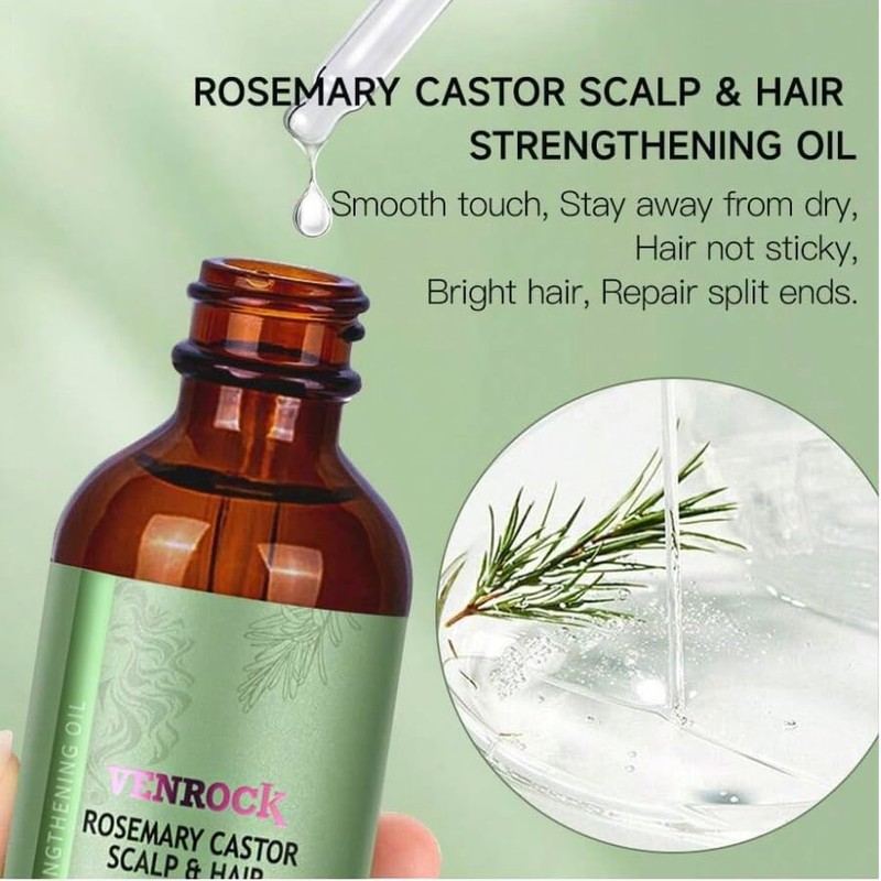Rosemary Castor Scalp and Hair Strengthening Oil with Biotin, 60ml