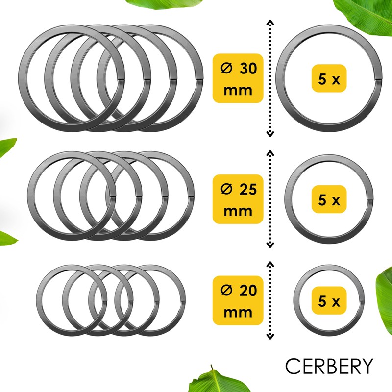 Cerbery - Hardened Steel Key Ring Set - 5 x