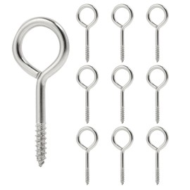10-Pack Stainless Steel Eye Hooks Screws, 2.5 Inches Heavy Duty Eye Bolts, Rust and Corrosion Resistant, Ideal for Indoor and Outdoor Use, Supports Up to 200 Lbs