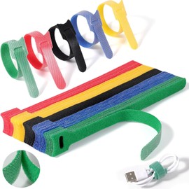 Ataduras de Cables Reutilizables, 50 PCS Correas de Cable Ajustables, Bridas para Cables, Organizador de Cables para la Gestión de Cables y Organización de Escritorio u Oficina (200 * 12MM)