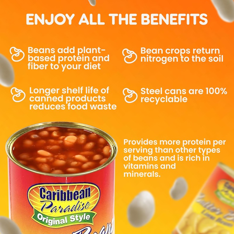 Caribbean Paradise Butter Beans, Canned Lima Beans 14 Oz (Pack
