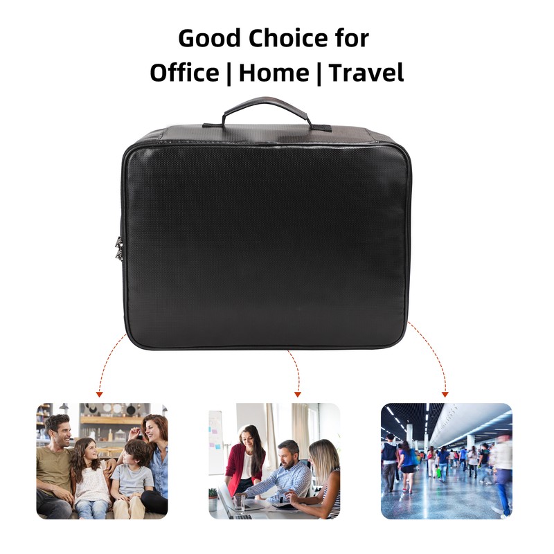 Fireproof File Document Bag Safety Organizer Zipper Closure Fire &