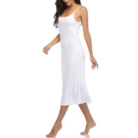 Summienlink Women's Full Slip for Underdresses, Sexy, Long, Sleeveless, Nightdress, Cami Dress, White