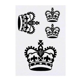 4 x 'Royal Crown' Temporary Tattoos - Water Resistant, Skin-Safe, Non-Toxic Transfers, Mixed Sizes (TO00063874)