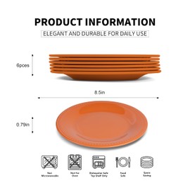 BEESEN Melamine Beaded Appetizer/Salad/Dessert/Side Plates, Fall, Set of 6, 8.5 inch, Platter, Serving Dishes, Kid-Friendly, Chip and Break-Resistant, Durable, for Indoor and Outdoor, Dishwasher Safe