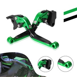 Brake & Clutch Lever Set Foldable Extendable Compatible with Z900 NINJA650R ER6F 2017-2020 VERSYS1000 2015-2018,VERSYS1000/VULCANS 650cc 2015-2020,VERSYS650cc 2015-2016,Z650 2016-2020 (Green+Black)