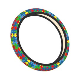 Autism Awareness Pattern Steering Wheel Cover Neoprene Universal 15 Inches Car Steering Wheel Protector for Women Men