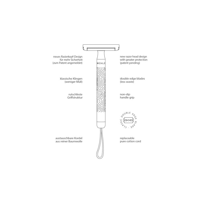 MÜHLE Companion Safety Razor, unisex, rose gold, extra long grip