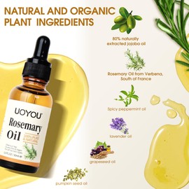 Rosemary Oil for Hair Growth 30ml, Pure Organic Hair Growth, Rosemary Hair Oil for Dry Damaged Hair, Beard, Eyebrows, Eyelashs Growth & Hair Loss