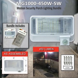 MOTION-GUARD RV Exterior LED Motion Sensor Porch Light (MG1000-450W-SW) – High Output Flood Light Replacement, Waterproof IP65, No Radio Interference EMI Suppression, Polarity Guard, White