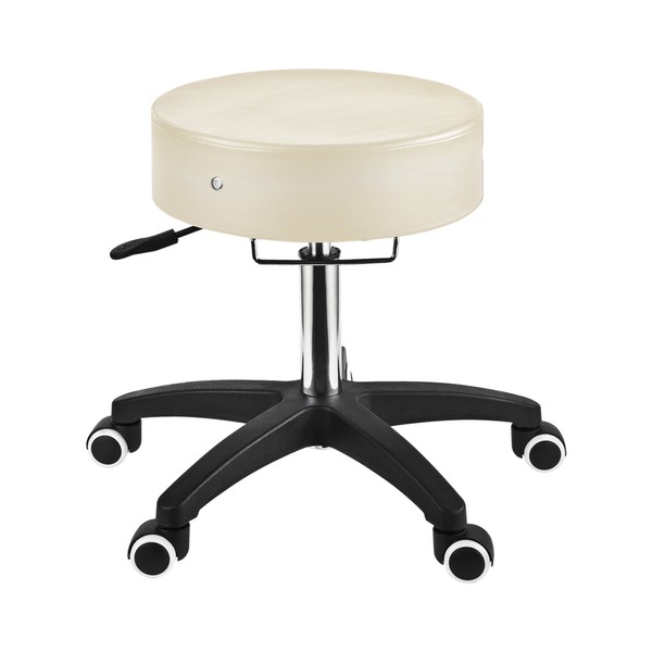 Master Massage Deluxe Glider Rolling Stool, Larger Seat Better Wheels With Grab Bar, Cream (91550)