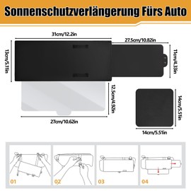 Sonnenblende Verlängerung, Auto Sonnenblende Verlängerung Verstellbar, UV-Schutz, Sonnenblenden Erweiterung, Verstellbare Sonnenblende Universell für Auto, SUV